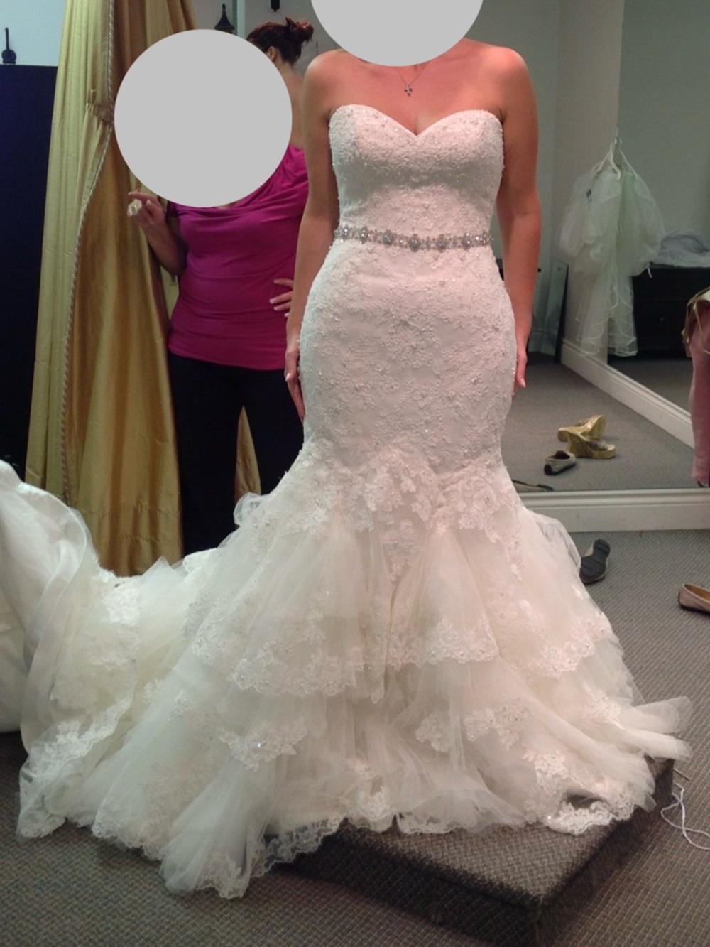 Maggie Sottero Ivory Strapless Mermaid Lace Wedding Dress with Beaded Waist